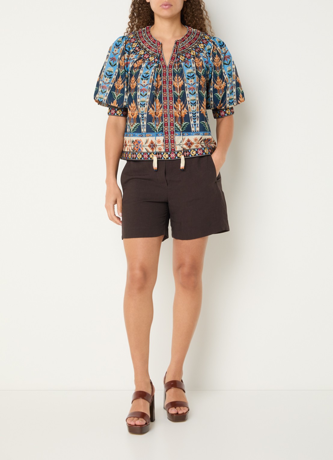 Farm Rio Tuniek met print en ballonmouw - voorkant 4 blauw