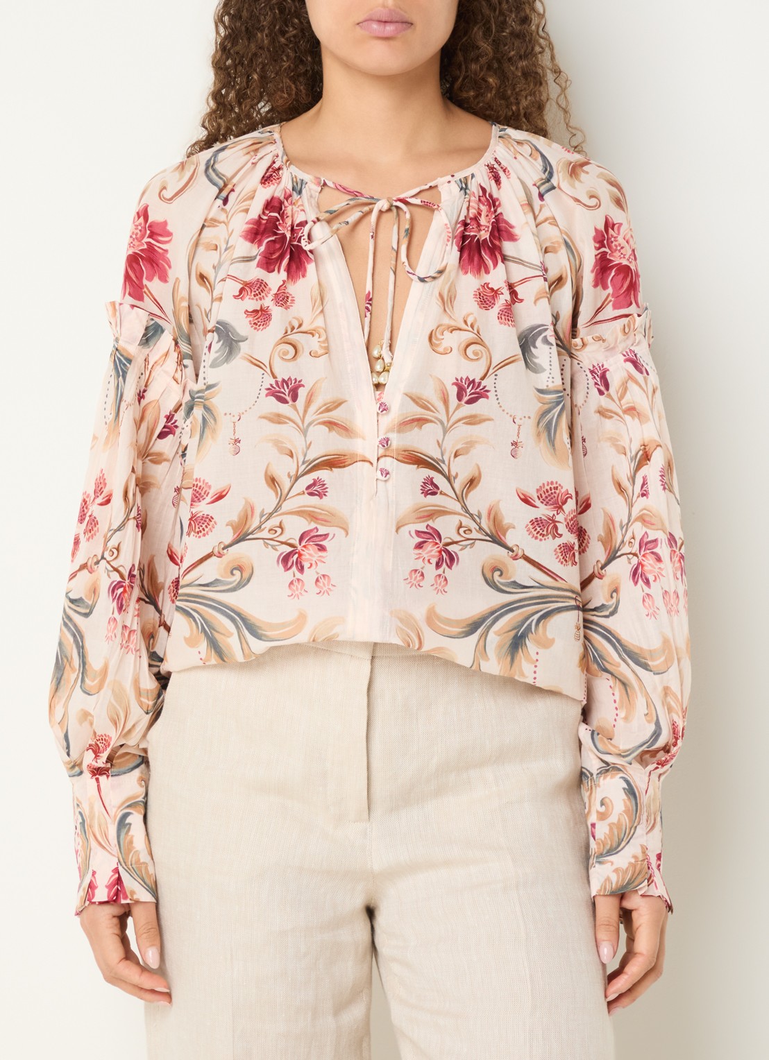 Farm Rio Tuniek met V-hals en print - detail 4 creme