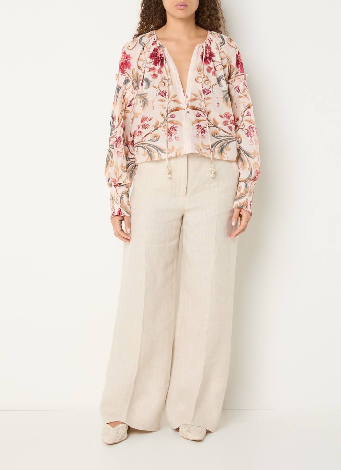Farm Rio Tuniek met V-hals en print - voorkant 3 creme