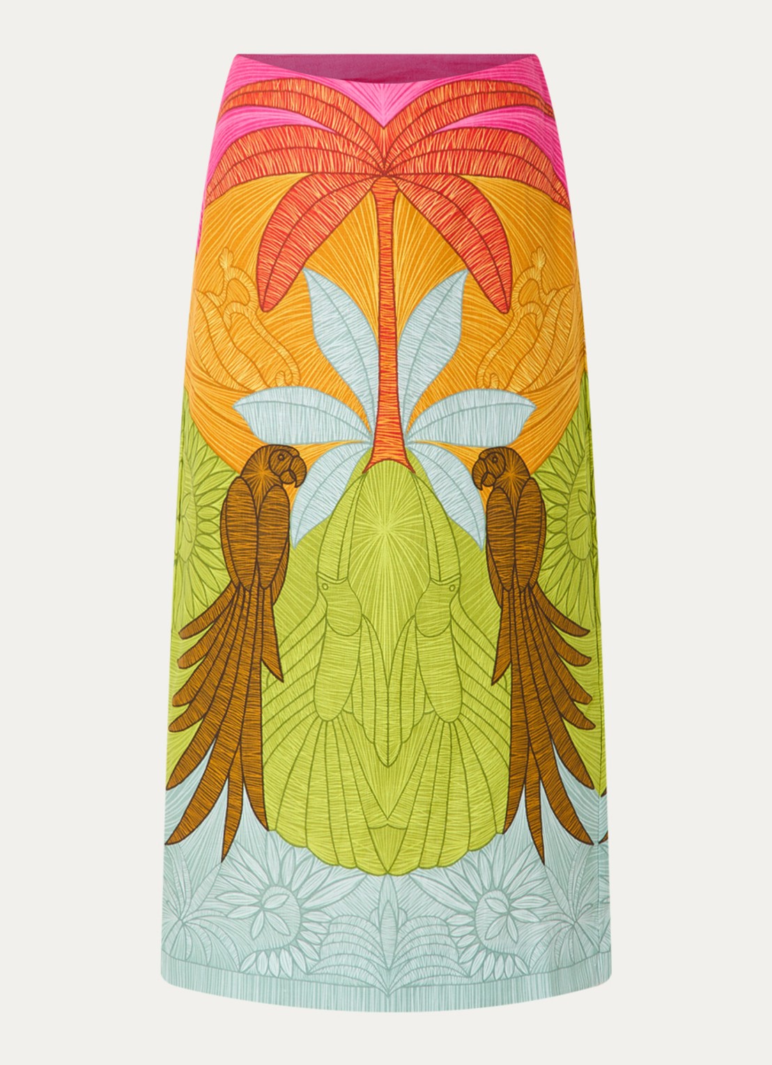 Farm Rio Usiacuri midi rok van linnen met print - voorkant 3 orange