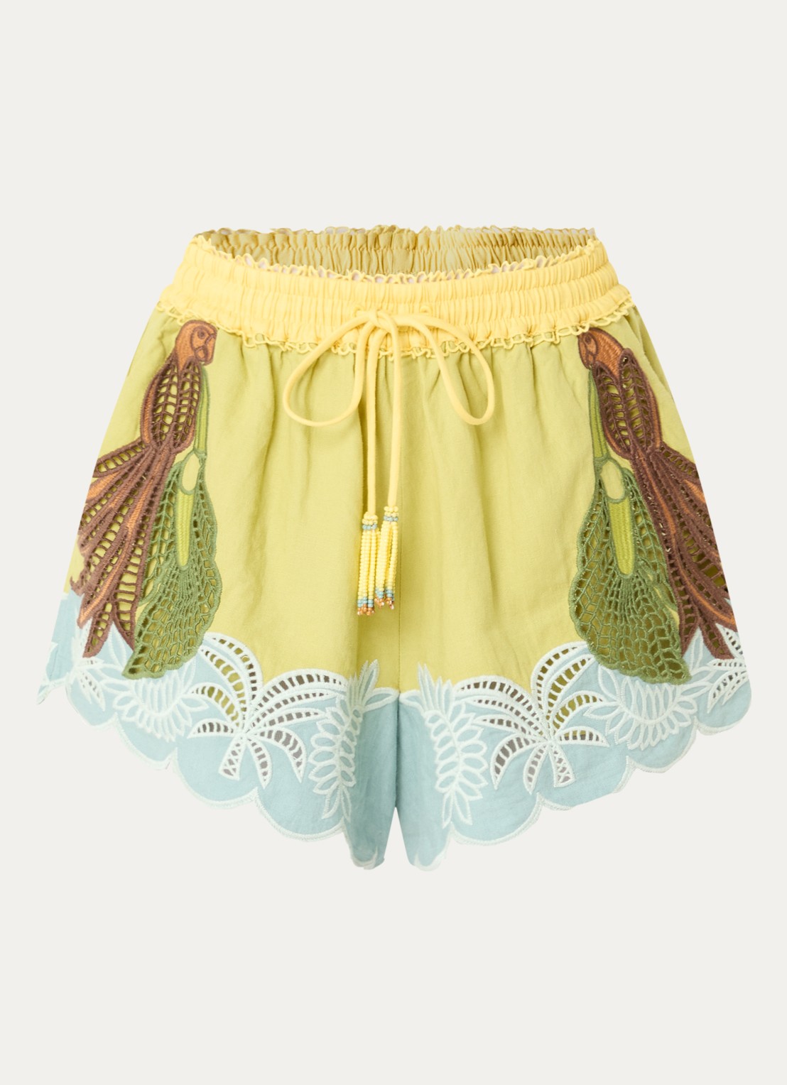 Farm Rio Usiacurie loose fit korte broek in linnenblend met broderie - voorkant 3 groen