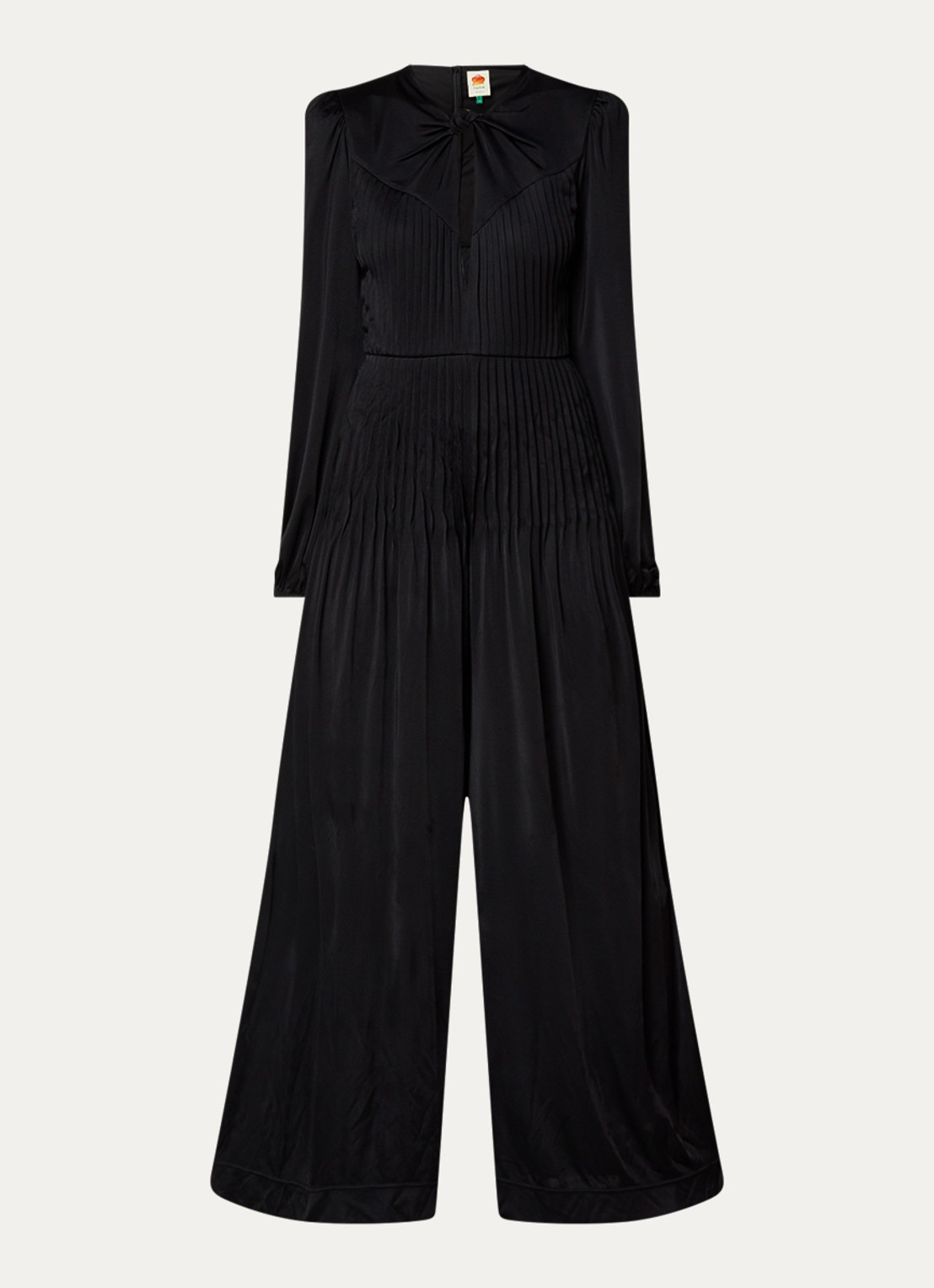 Farm Rio Wide fit jumpsuit met cut-out detail en plissé - voorkant zwart