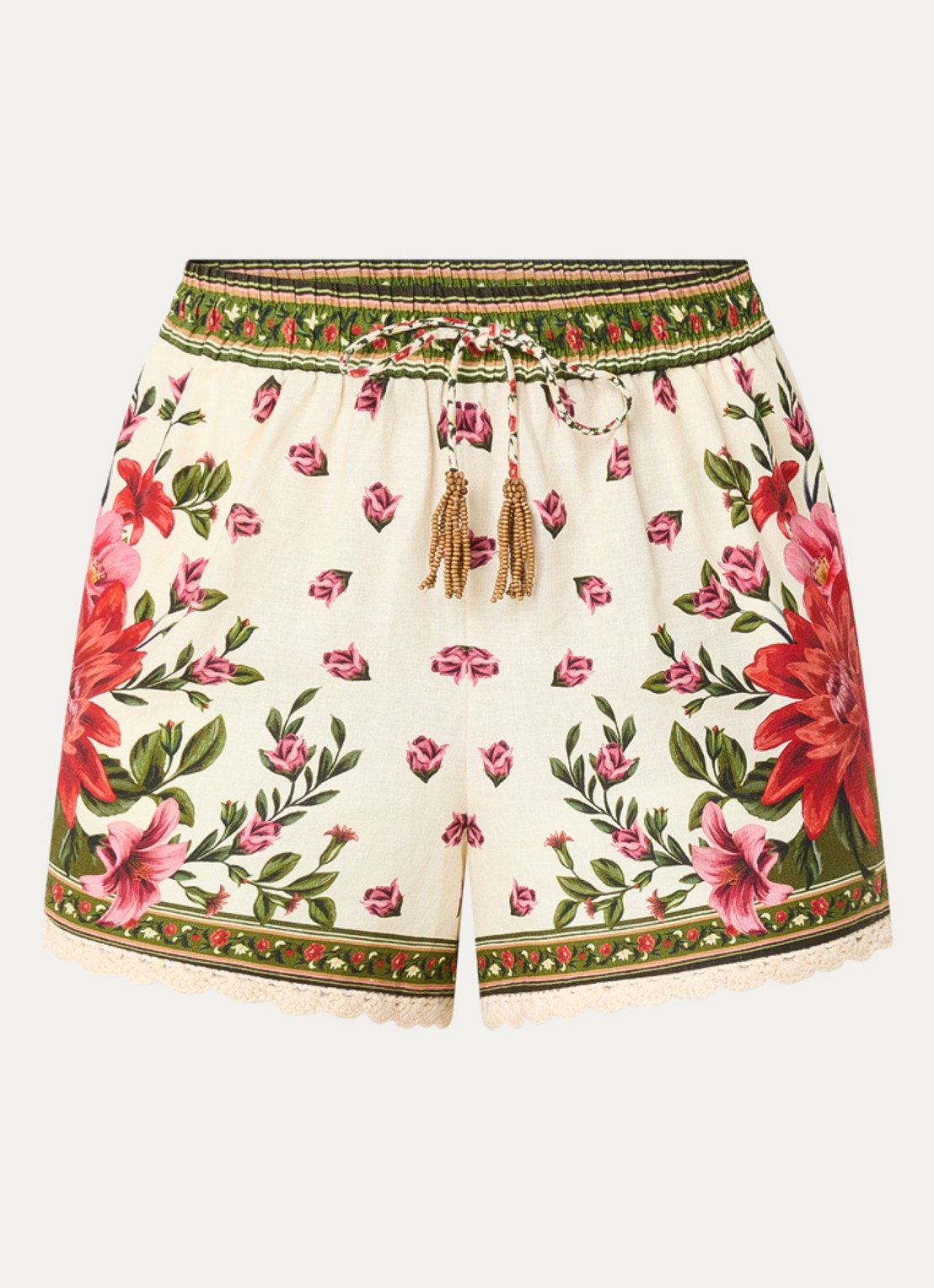 Farm Rio Wonder Rio high waist wide fit korte broek met print - voorkant 2 bronsgroen