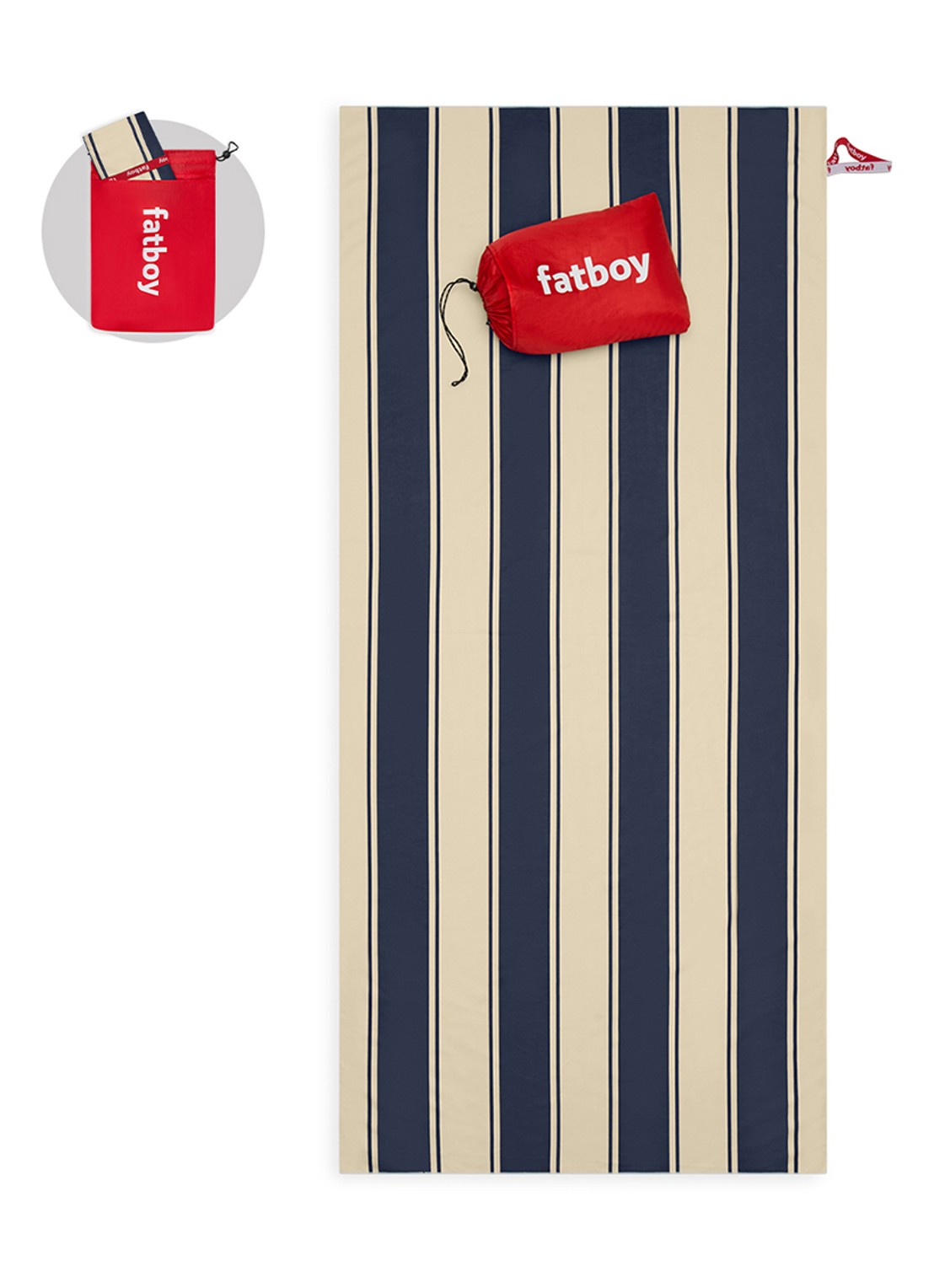 Fatboy Beach Baggy XL strandlaken met opblaasbare kussen 200 x 90 cm - voorkant 3 blauw