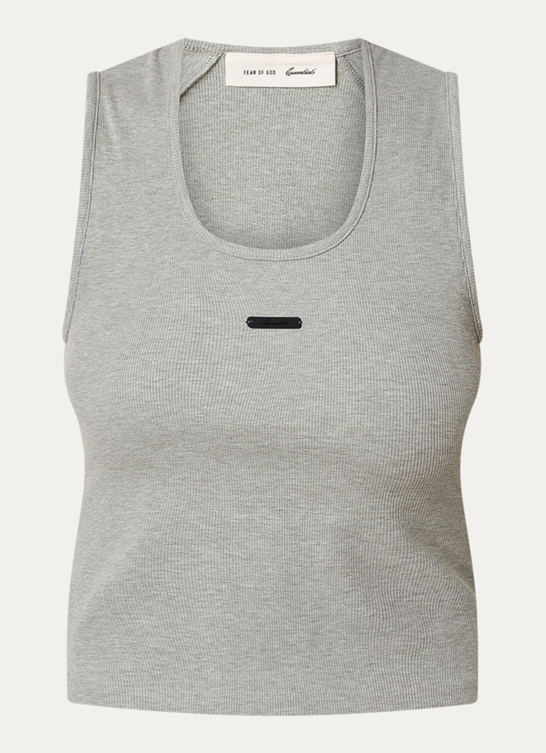 Fear of God Essentials Cropped tanktop met logo - voorkant 4 lichtgrijs
