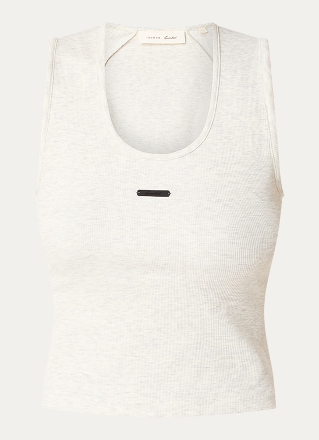Fear of God Essentials Cropped tanktop met logo - voorkant 2 gebroken wit