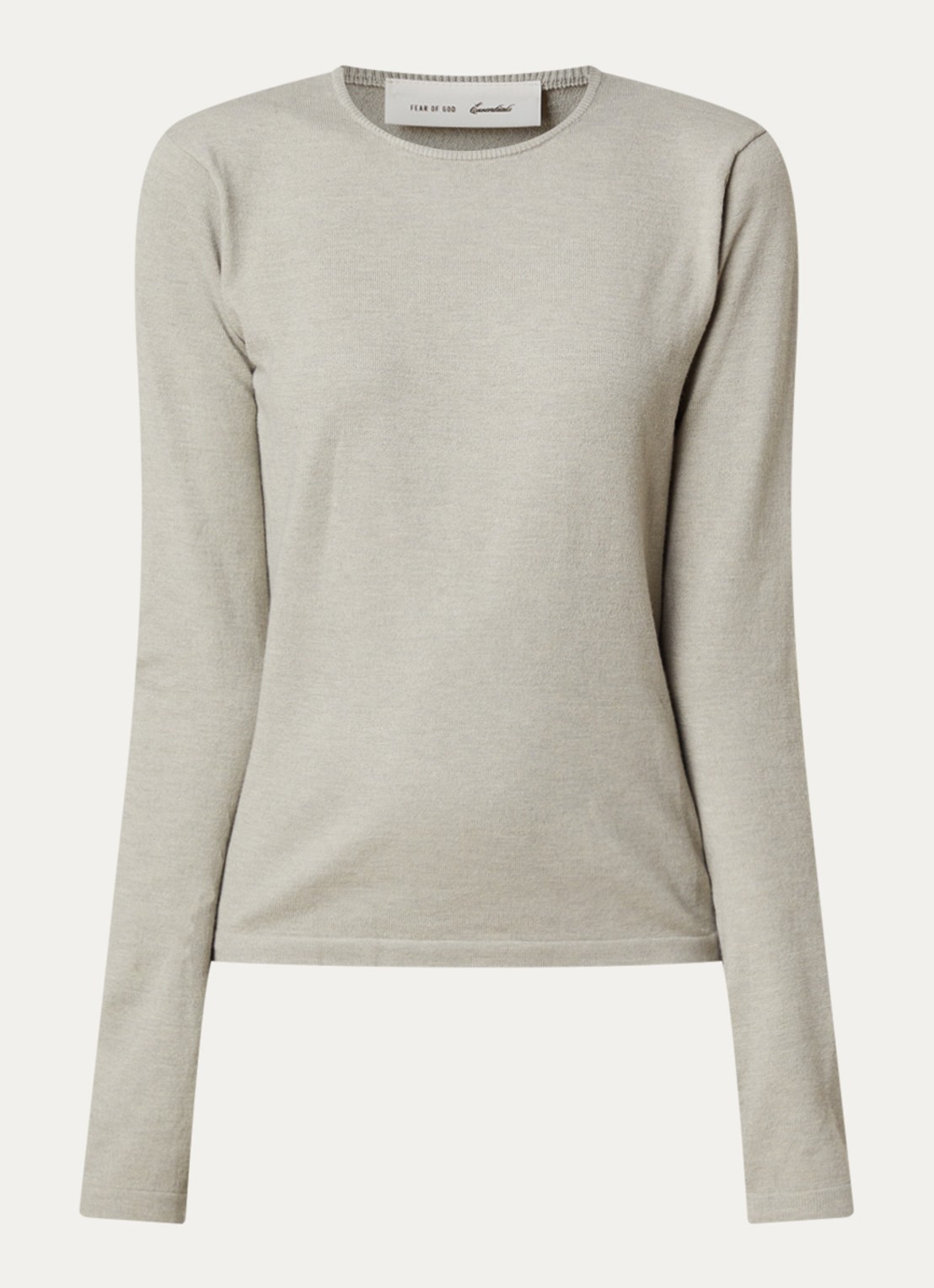 Fear of God Essentials Fijngebreide pullover met ronde hals - voorkant 3 taupe
