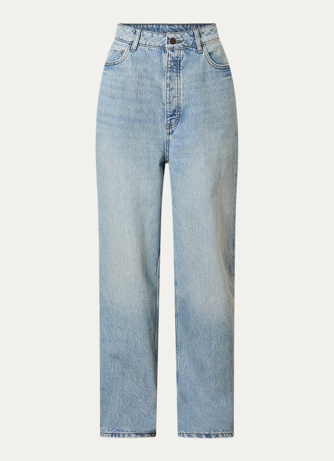 Fear of God Essentials High waist loose fit jeans met lichte wassing - voorkant indigo