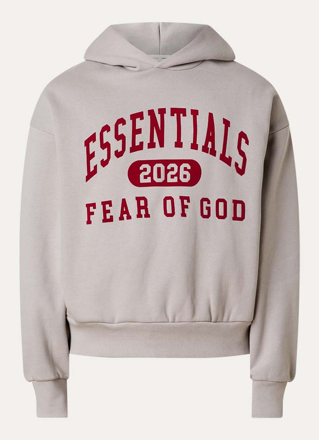 Fear of God Essentials Hoodie met flockprint - voorkant 2 grijs