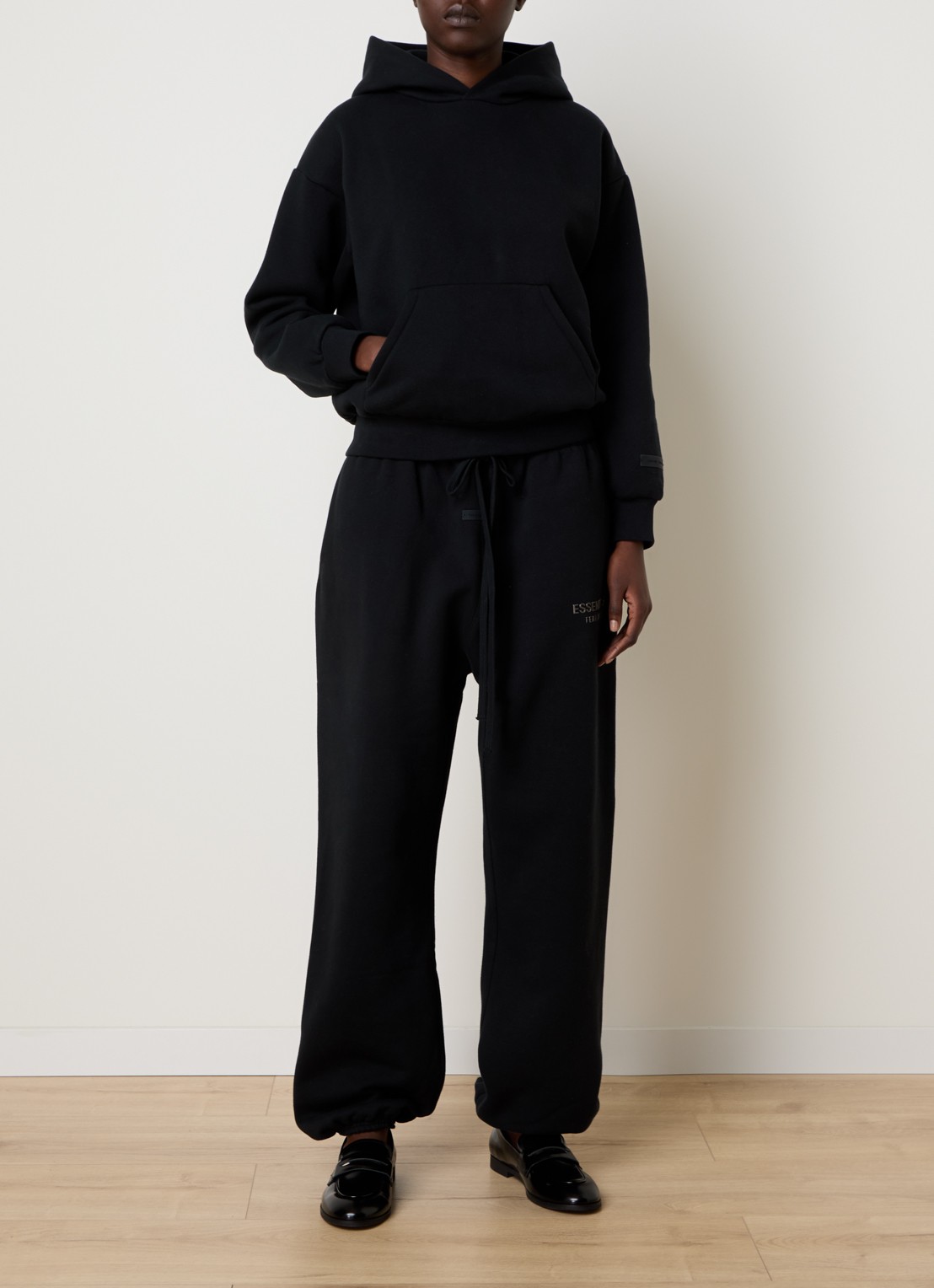 Fear of God Essentials Hoodie met gemêleerd dessin - voorkant 3 zwart