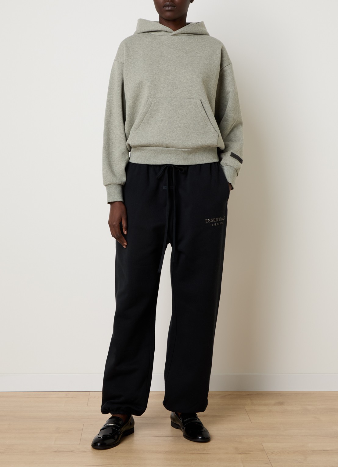 Fear of God Essentials Hoodie met gemêleerd dessin - voorkant 3 grijs
