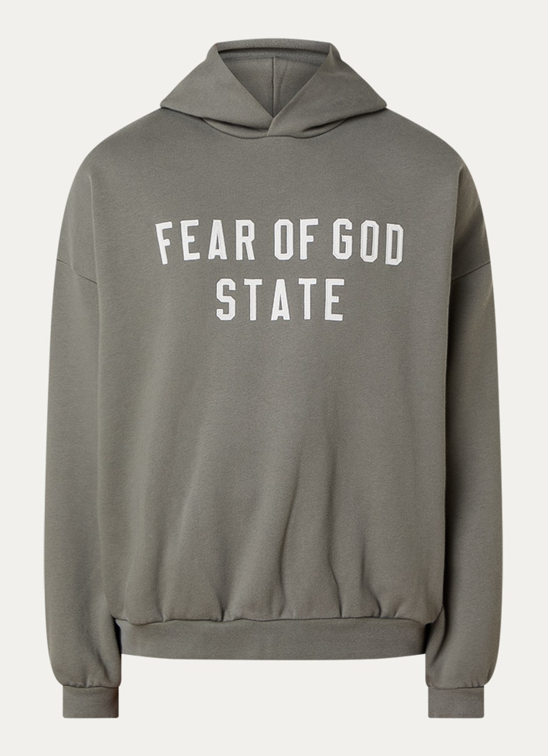 Fear of God Essentials Hoodie met logoborduring - voorkant 5 olijfgroen