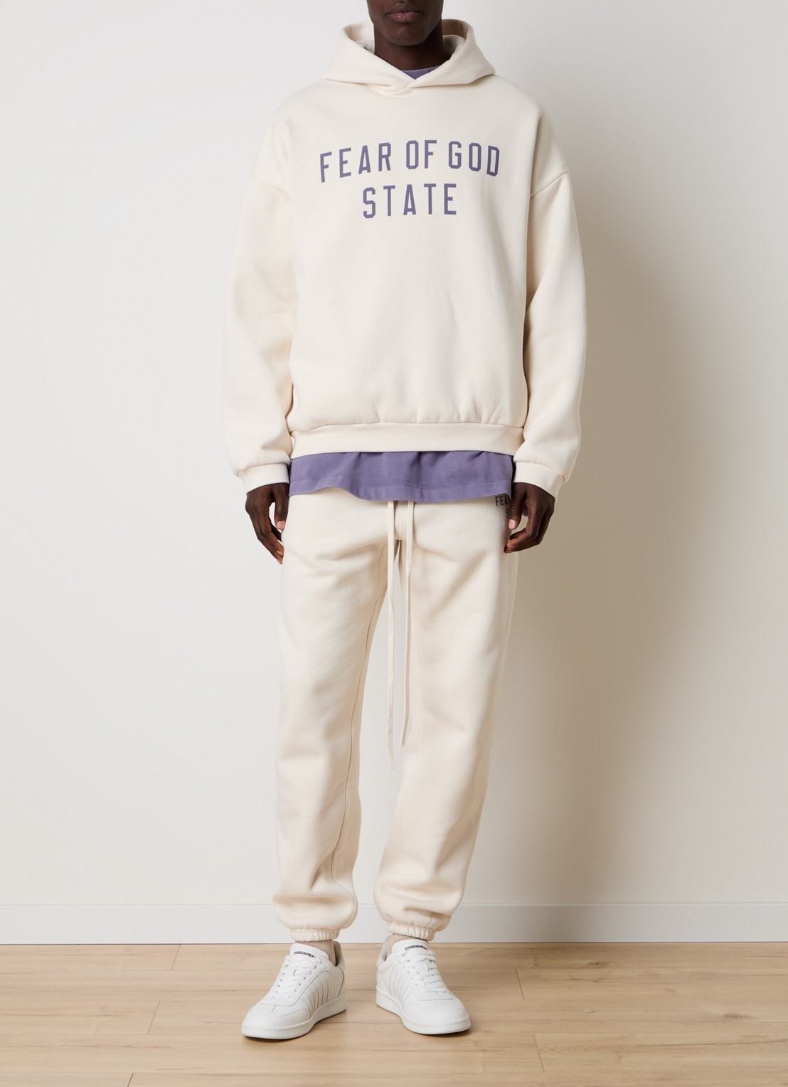 Fear of God Essentials Hoodie met logoprint - voorkant 6 creme