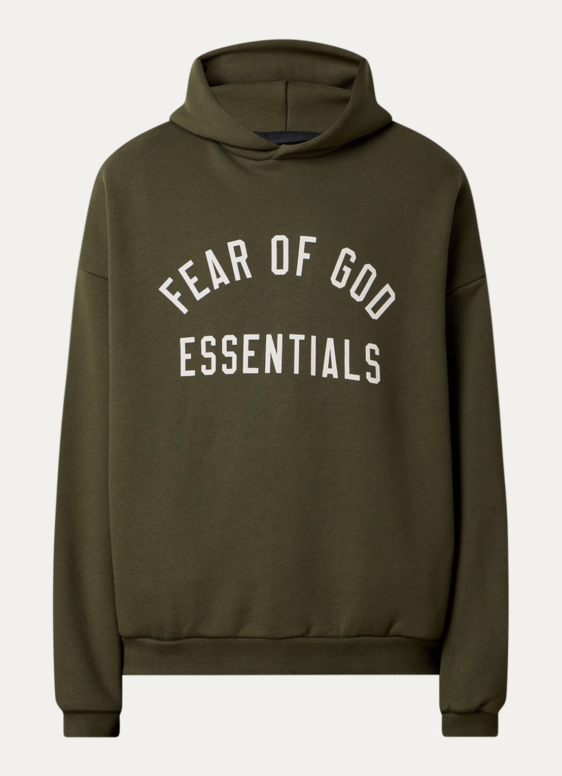 Fear of God Essentials Hoodie met logoprint - voorkant 4 bronsgroen