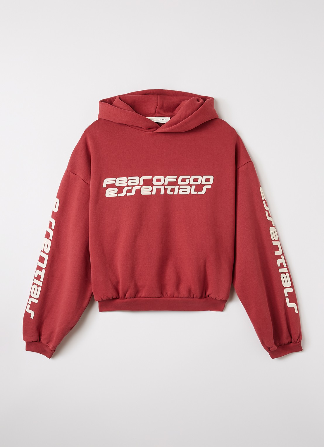 Fear of God Essentials Hoodie met logoprint - voorkant rood