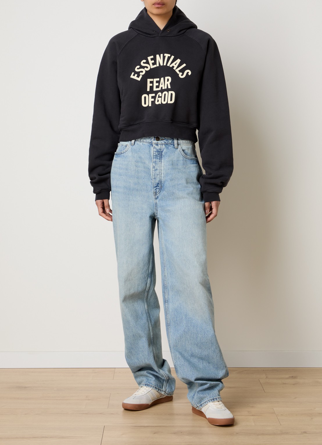 Fear of God Essentials Hoodie met logoprint - voorkant 2 antraciet
