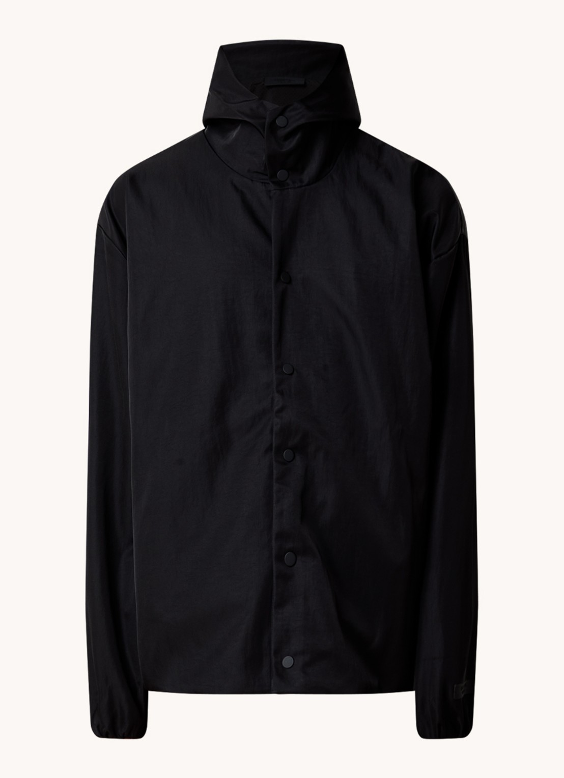 Fear of God Essentials Jack met backprint en capuchon - voorkant 5 zwart