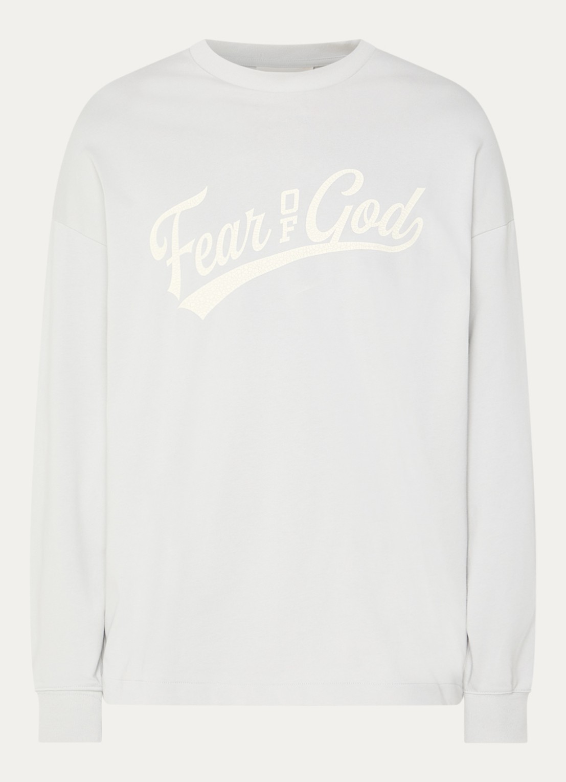 Fear of God Essentials Longsleeve met logo- en backprint - voorkant lichtgrijs