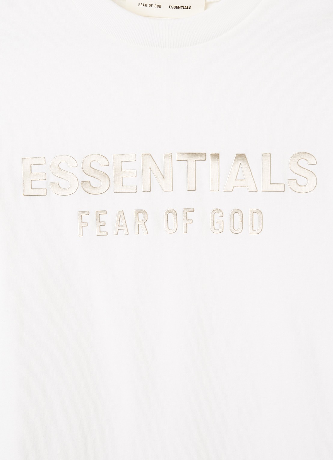 Fear of God Essentials Longsleeve met logoprint - detail gebroken wit