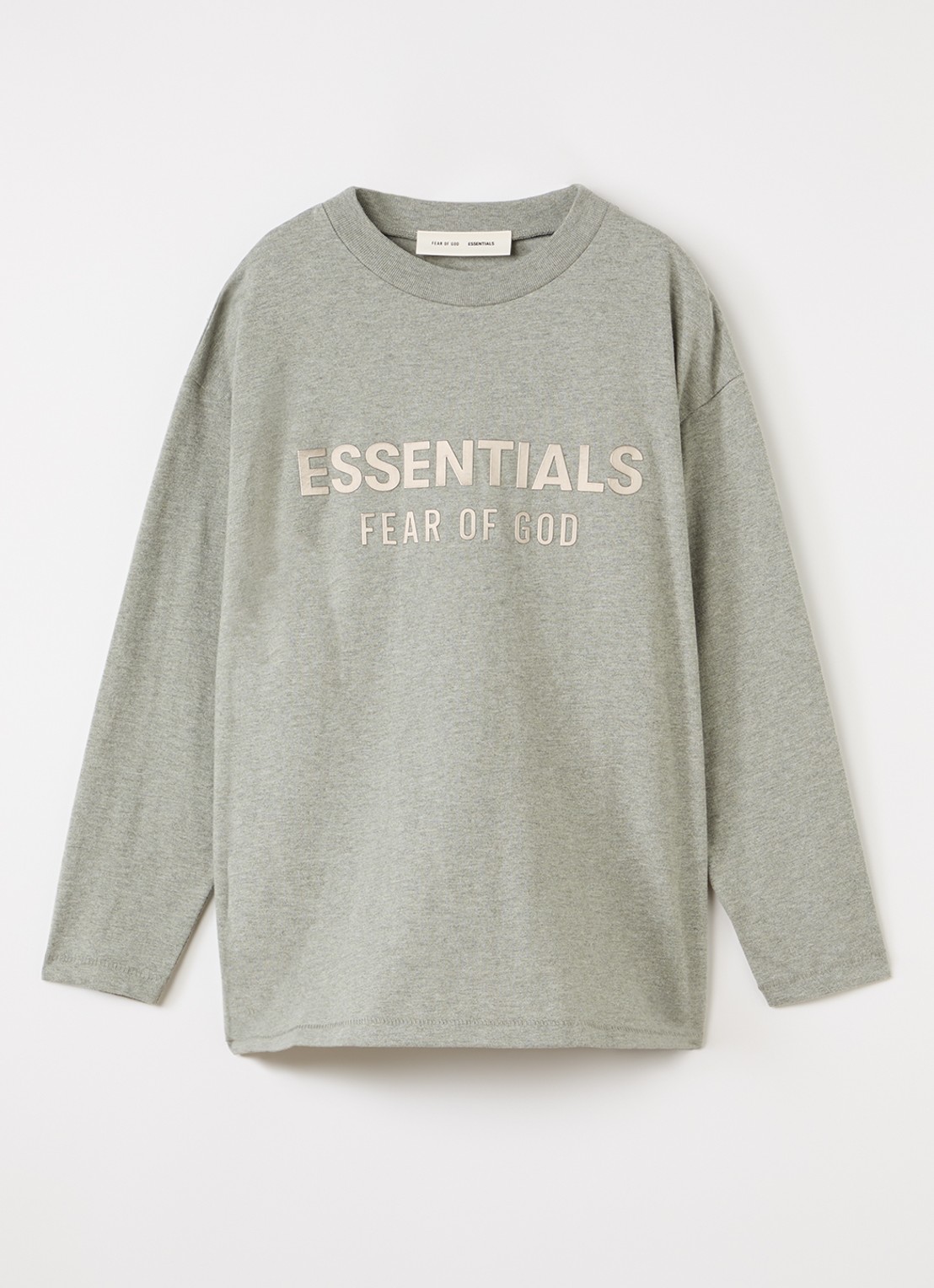 Fear of God Essentials Longsleeve met logoprint - voorkant 2 grijsmele