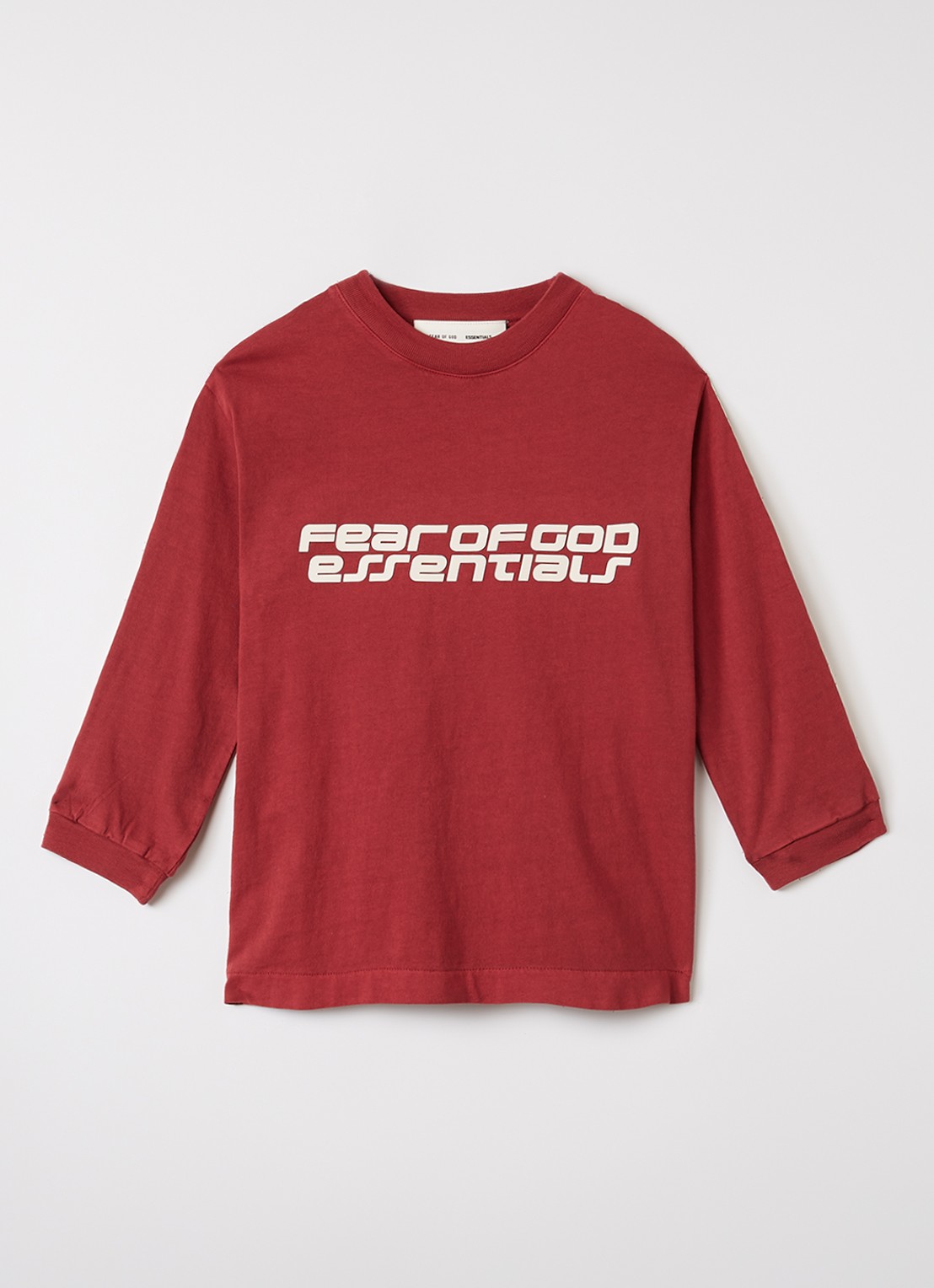 Fear of God Essentials Longsleeve met logoprint - voorkant 2 steenrood