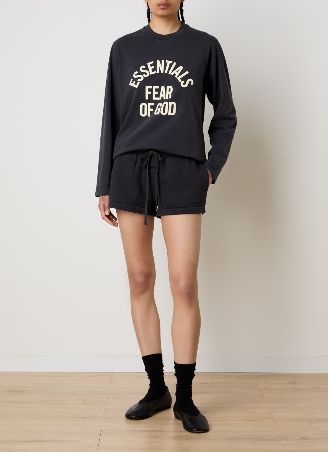 Fear of God Essentials Longsleeve met logoprint - voorkant 5 antraciet