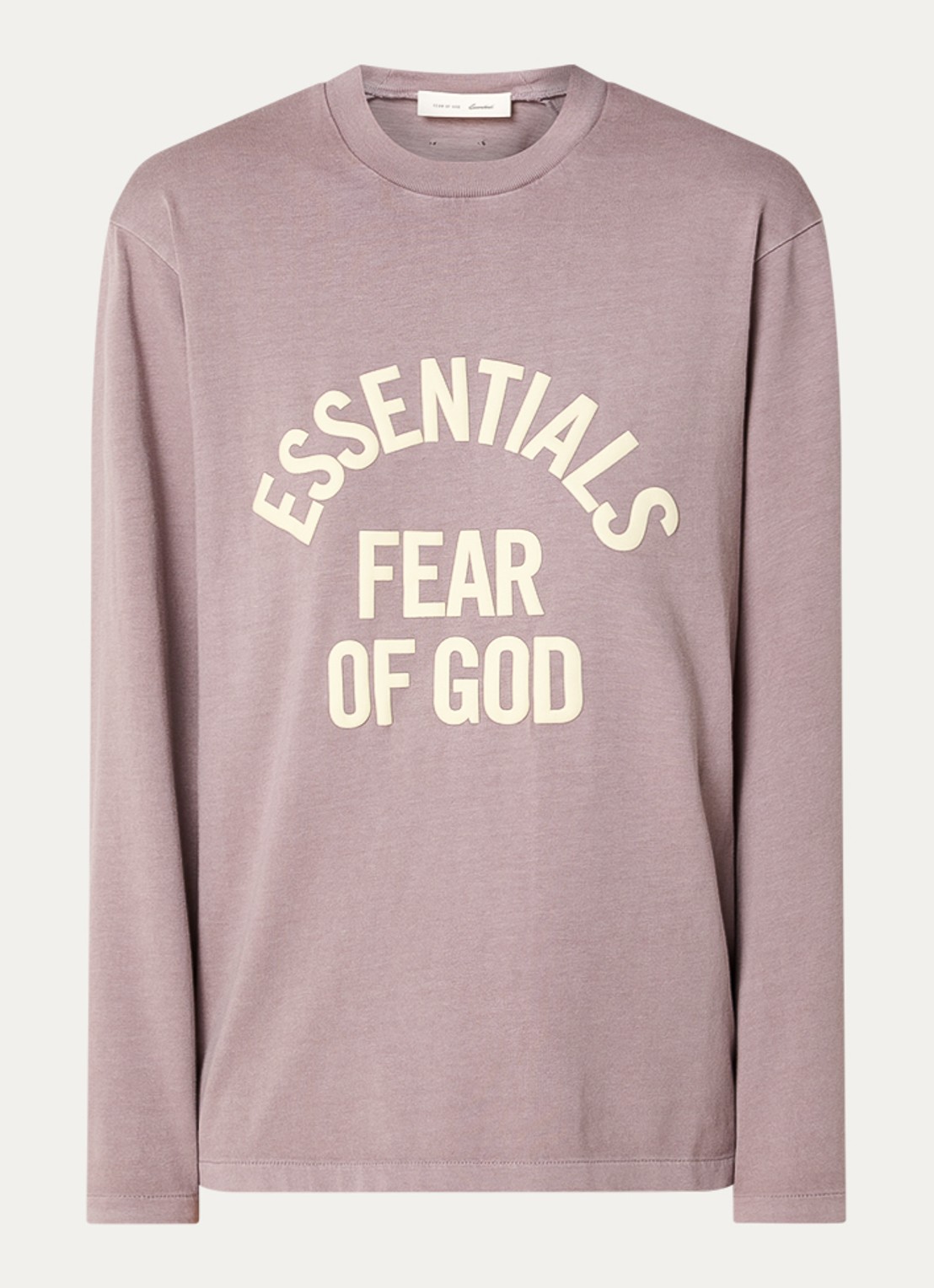 Fear of God Essentials Longsleeve met logoprint - voorkant taupe