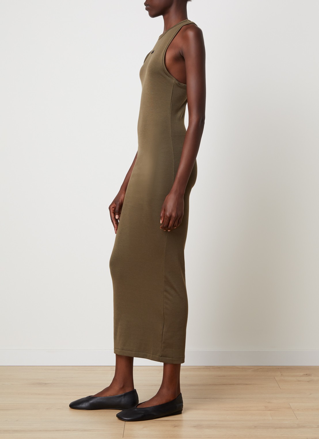 Fear of God Essentials Maxi jurk met racerback - achterkant 5 bronsgroen