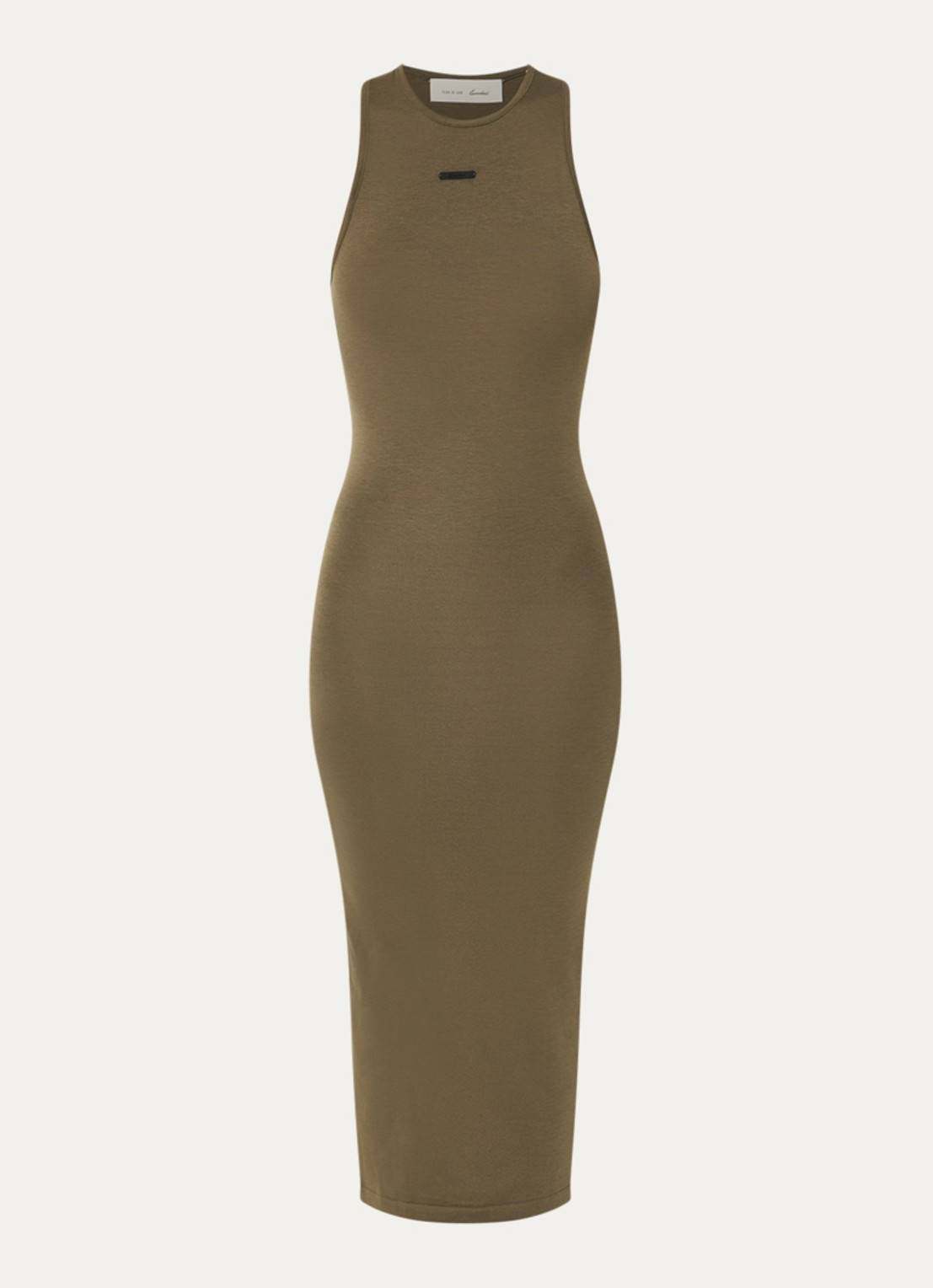 Fear of God Essentials Maxi jurk met racerback - voorkant 3 bronsgroen