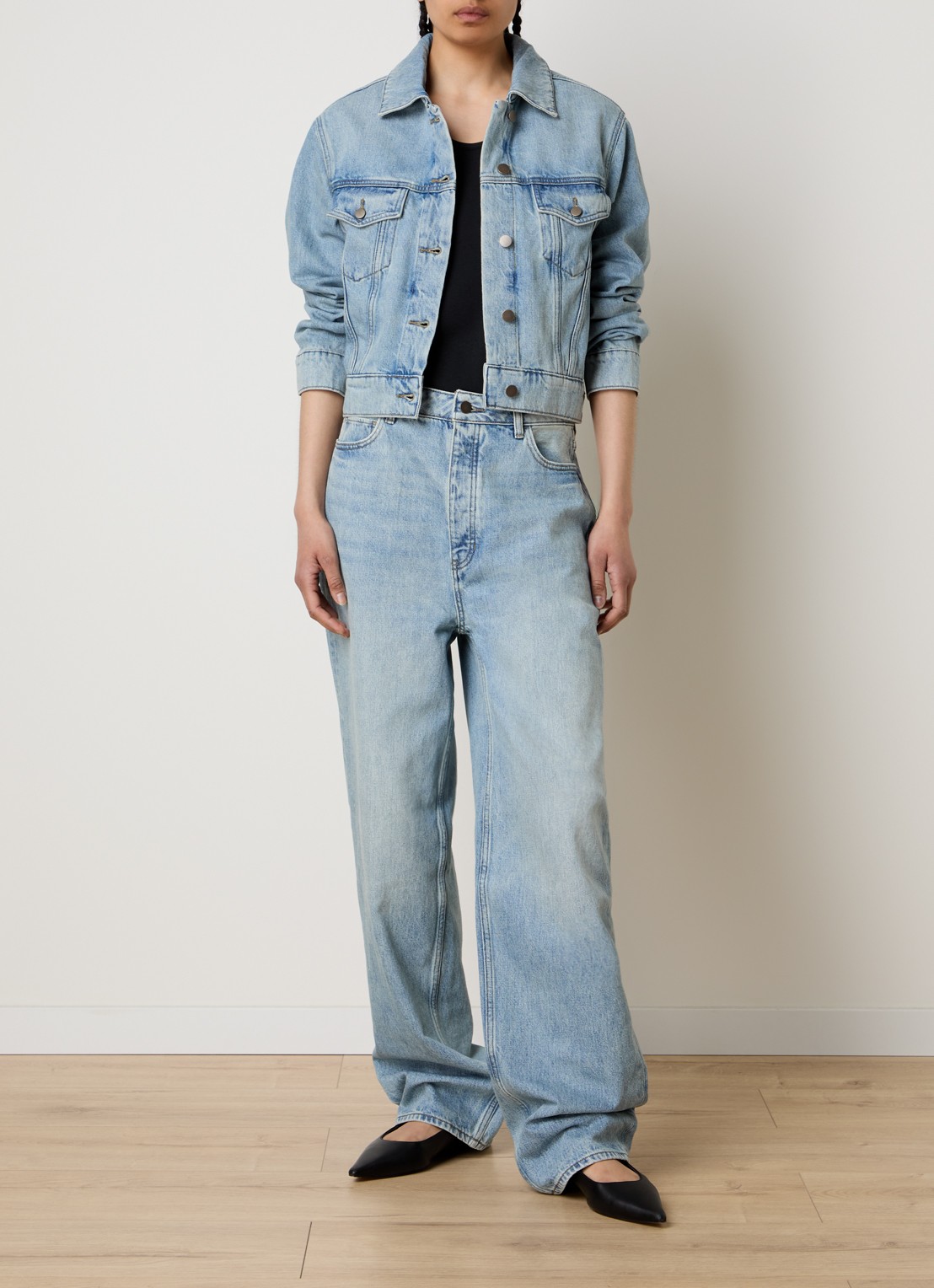 Fear of God Essentials Spijkerjas met steekzakken - voorkant 5 indigo