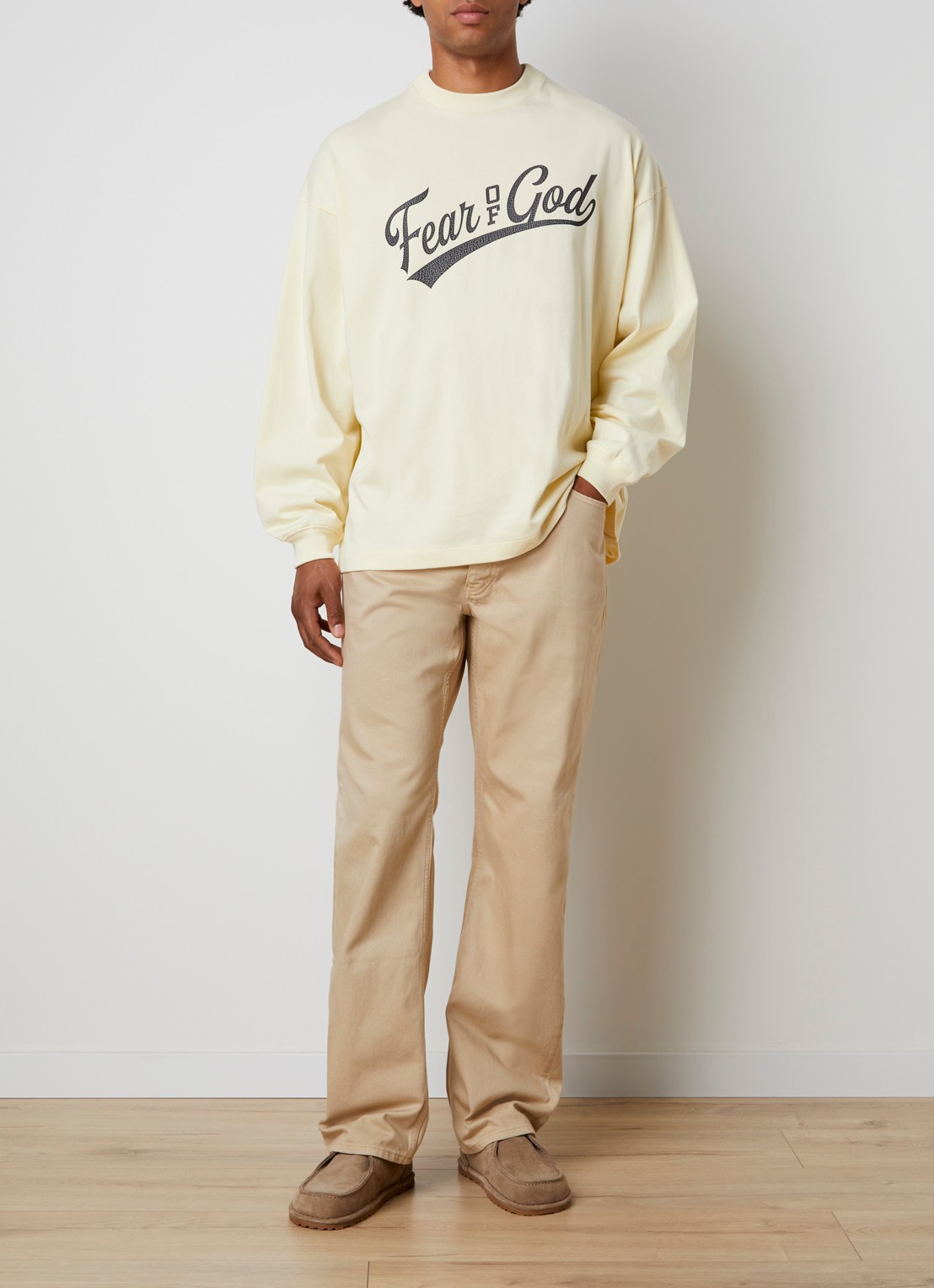 Fear of God Essentials Straight leg jeans met gekleurde wassing - voorkant 5 beige