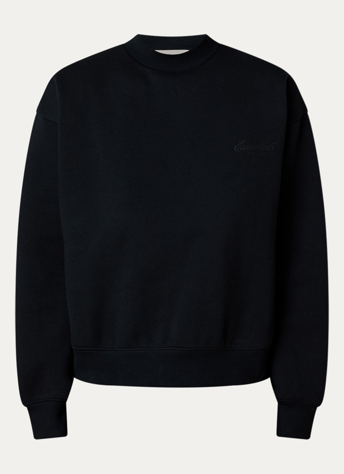 Fear of God Essentials Sweater met logo en ronde hals - voorkant zwart