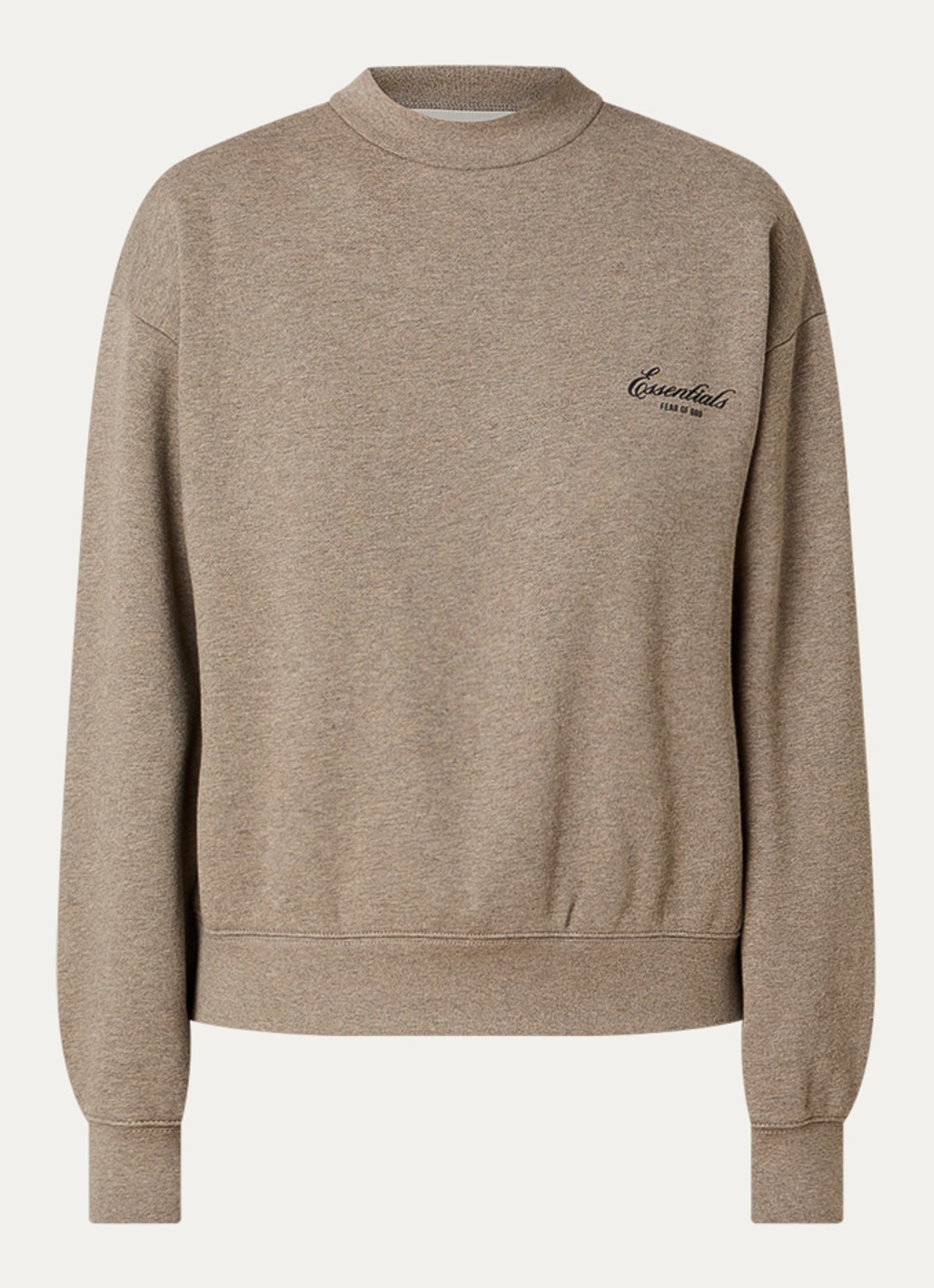 Fear of God Essentials Sweater met logo en ronde hals - voorkant 2 zand