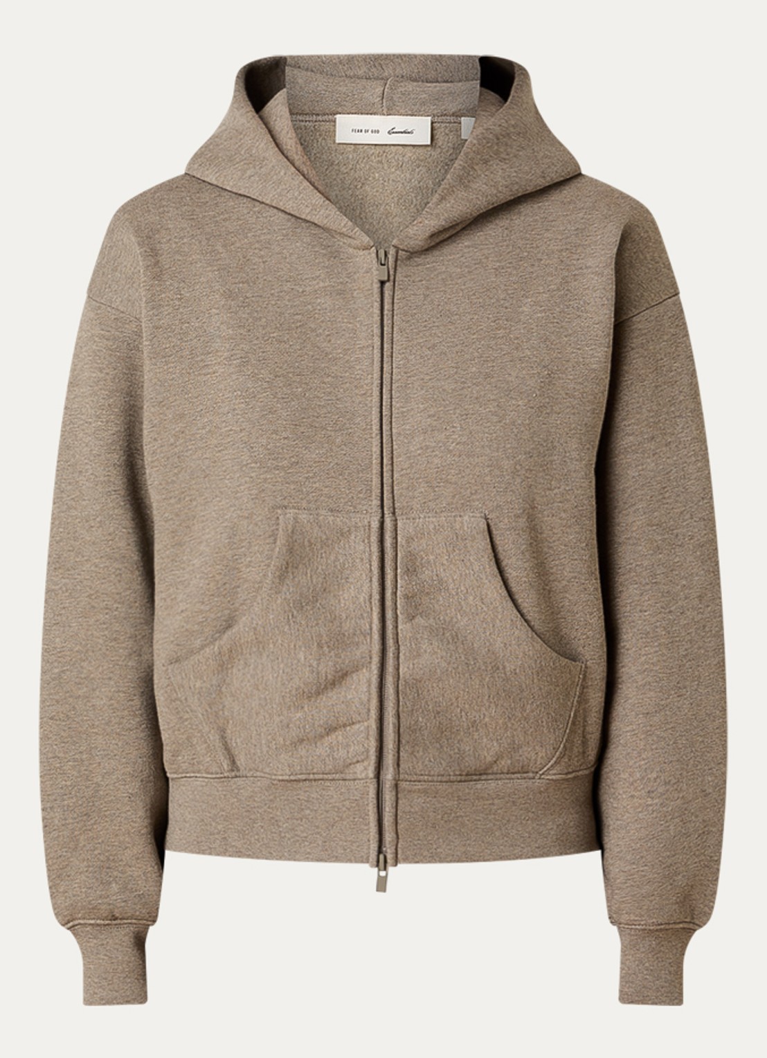Fear of God Essentials Sweatvest met logo en steekzakken - voorkant 5 zand