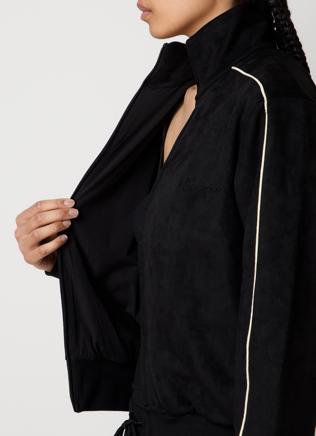 Fear of God Essentials Sweatvest met logo en steekzakken - detail 2 zwart