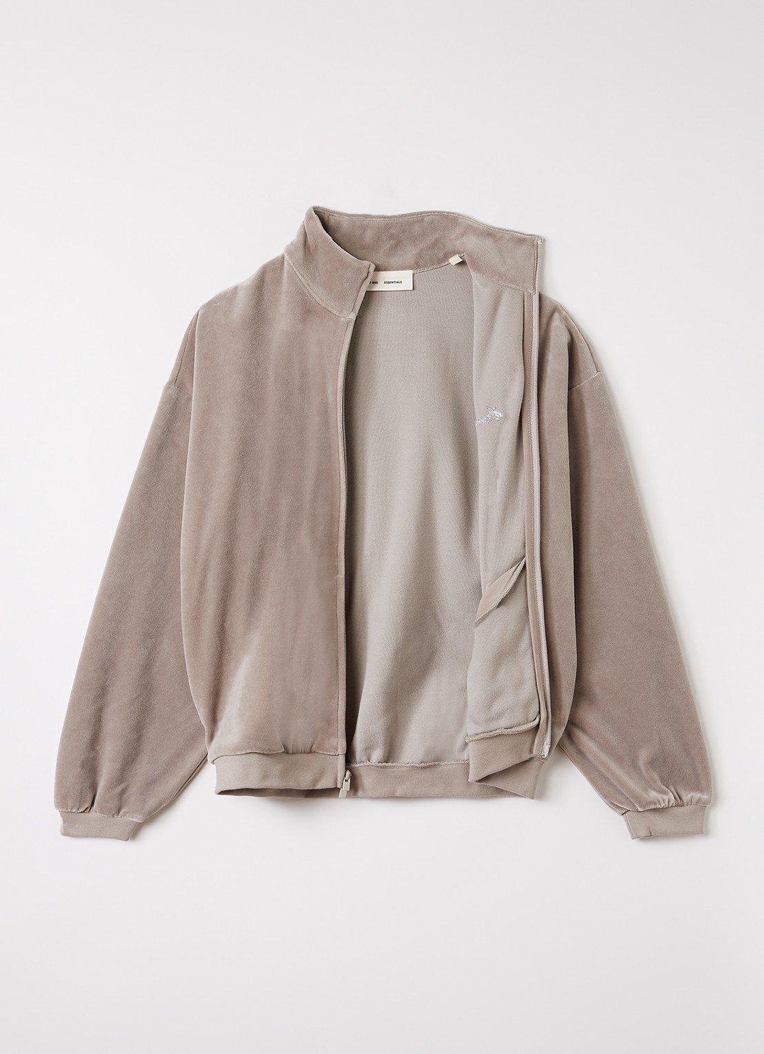 Fear of God Essentials Sweatvest met logoborduring - voorkant 3 taupe