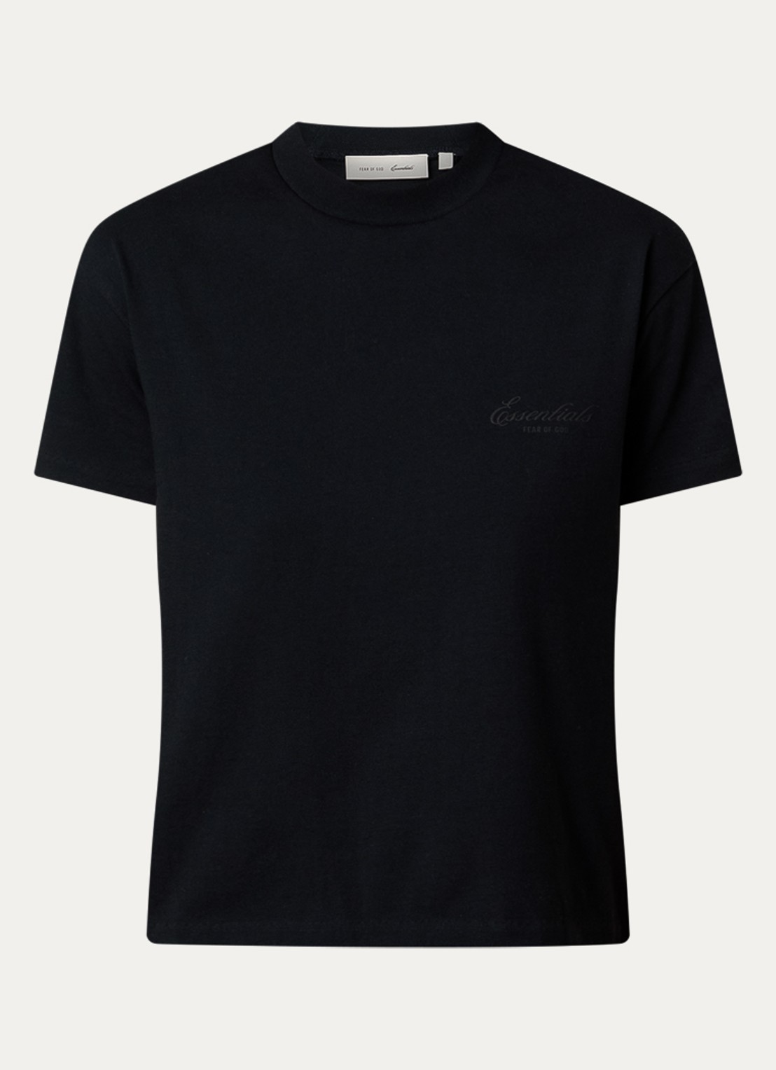 Fear of God Essentials T-shirt met logo en ronde hals - voorkant zwart