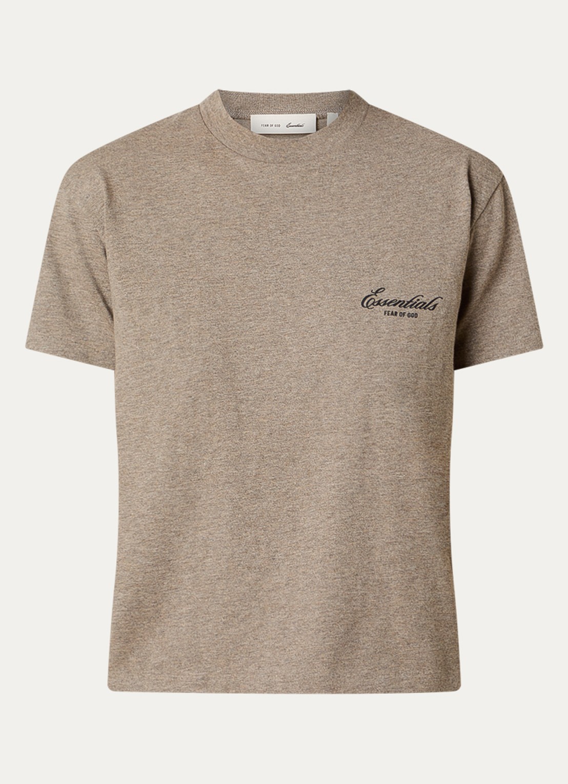 Fear of God Essentials T-shirt met logo en ronde hals - voorkant 4 zand