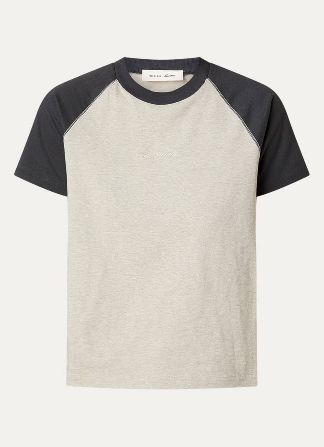 Fear of God Essentials T-shirt met logo en ronde hals - voorkant 2 antraciet