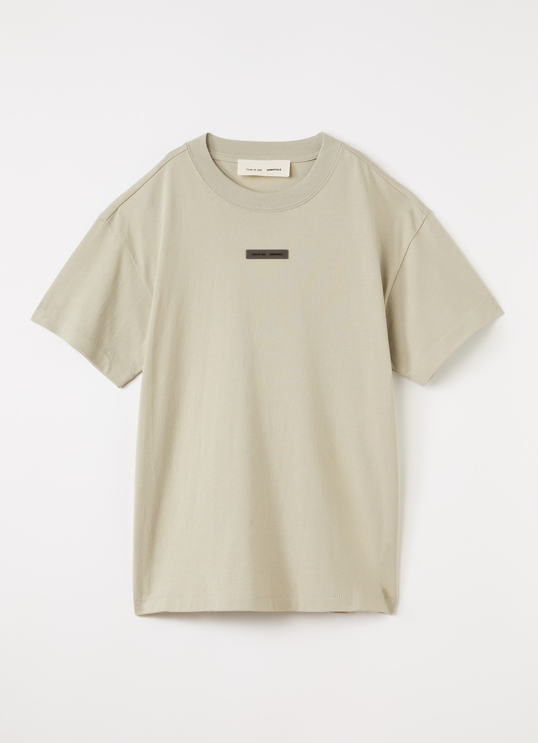 Fear of God Essentials T-shirt met logo - voorkant khaki