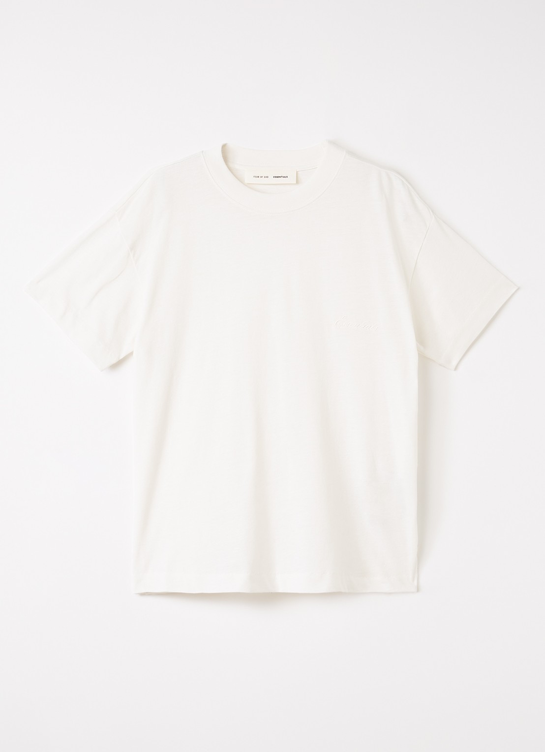Fear of God Essentials T-shirt met logo - voorkant ivoor