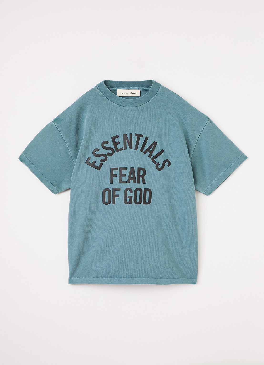 Fear of God Essentials T-shirt met logoprint - voorkant staalblauw