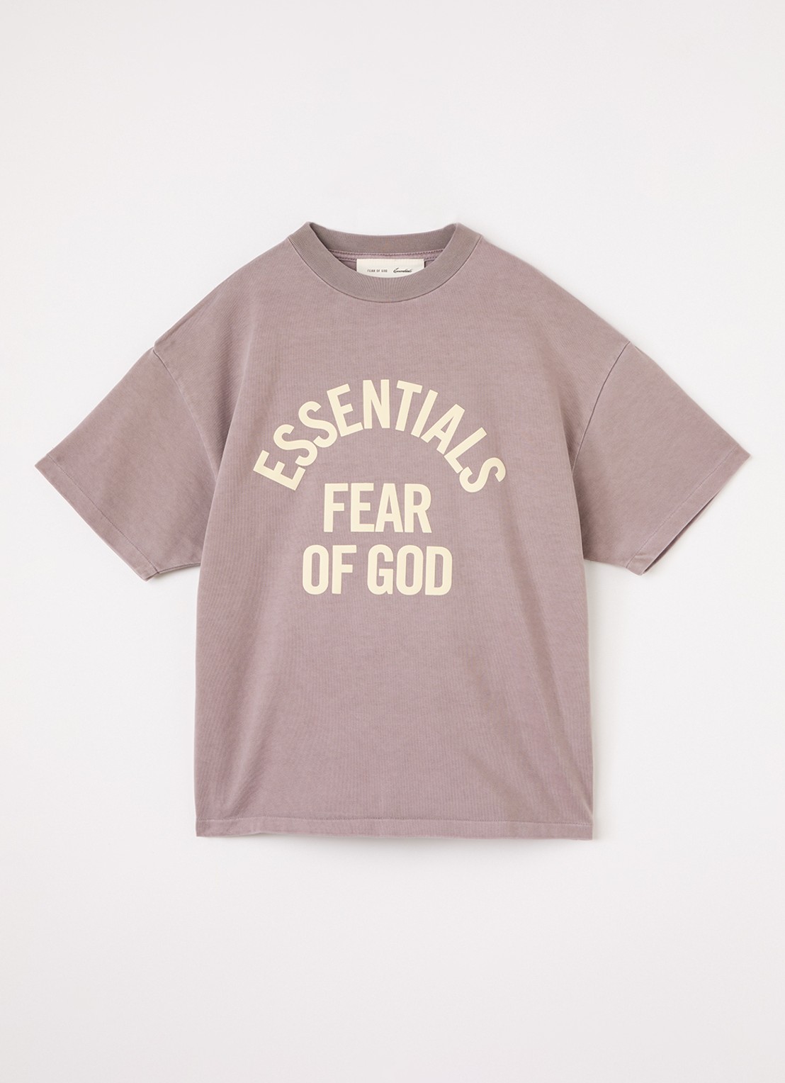 Fear of God Essentials T-shirt met logoprint - voorkant lavendel
