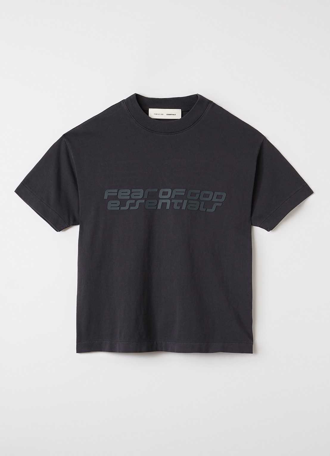 Fear of God Essentials T-shirt met met logo- en backprint - voorkant antraciet
