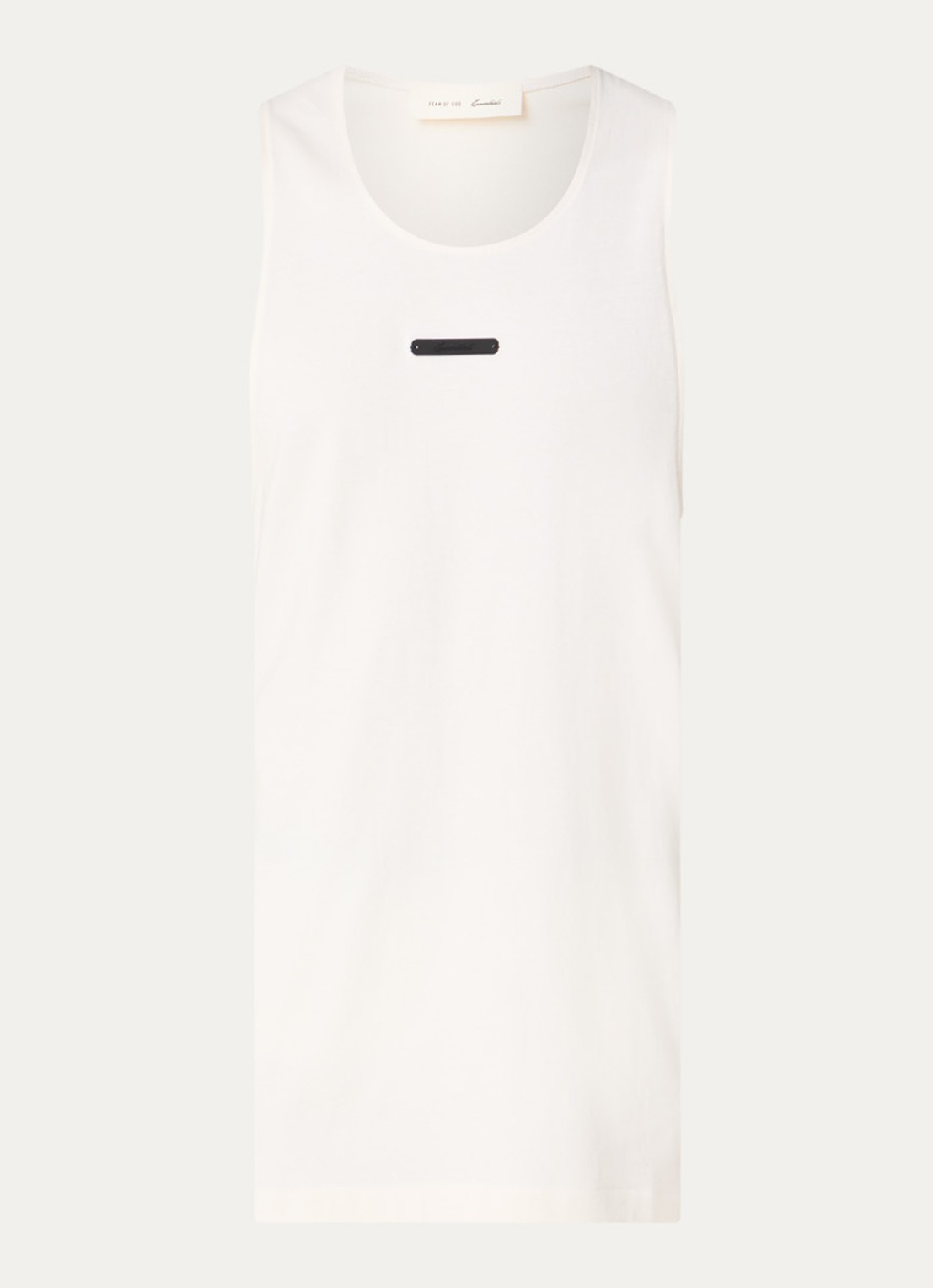 Fear of God Essentials Tanktop met logo - voorkant gebroken wit