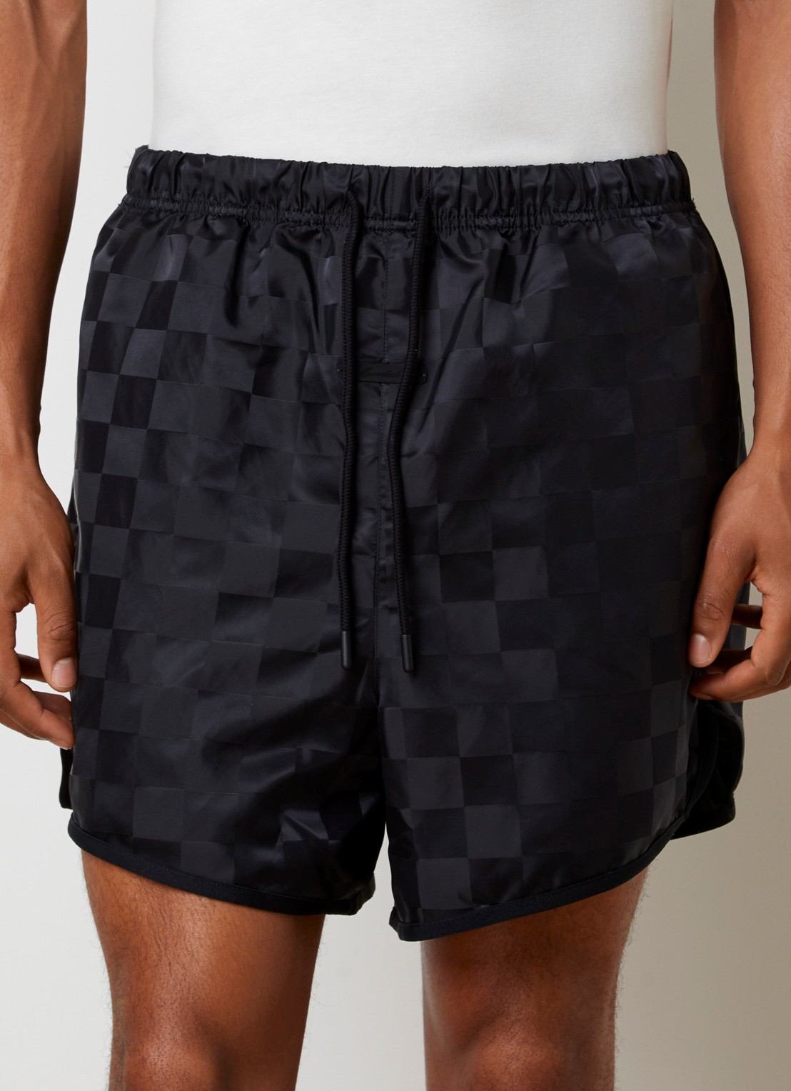 Fear of God Essentials Wide fit korte broek met ruitdessin - detail 4 zwart