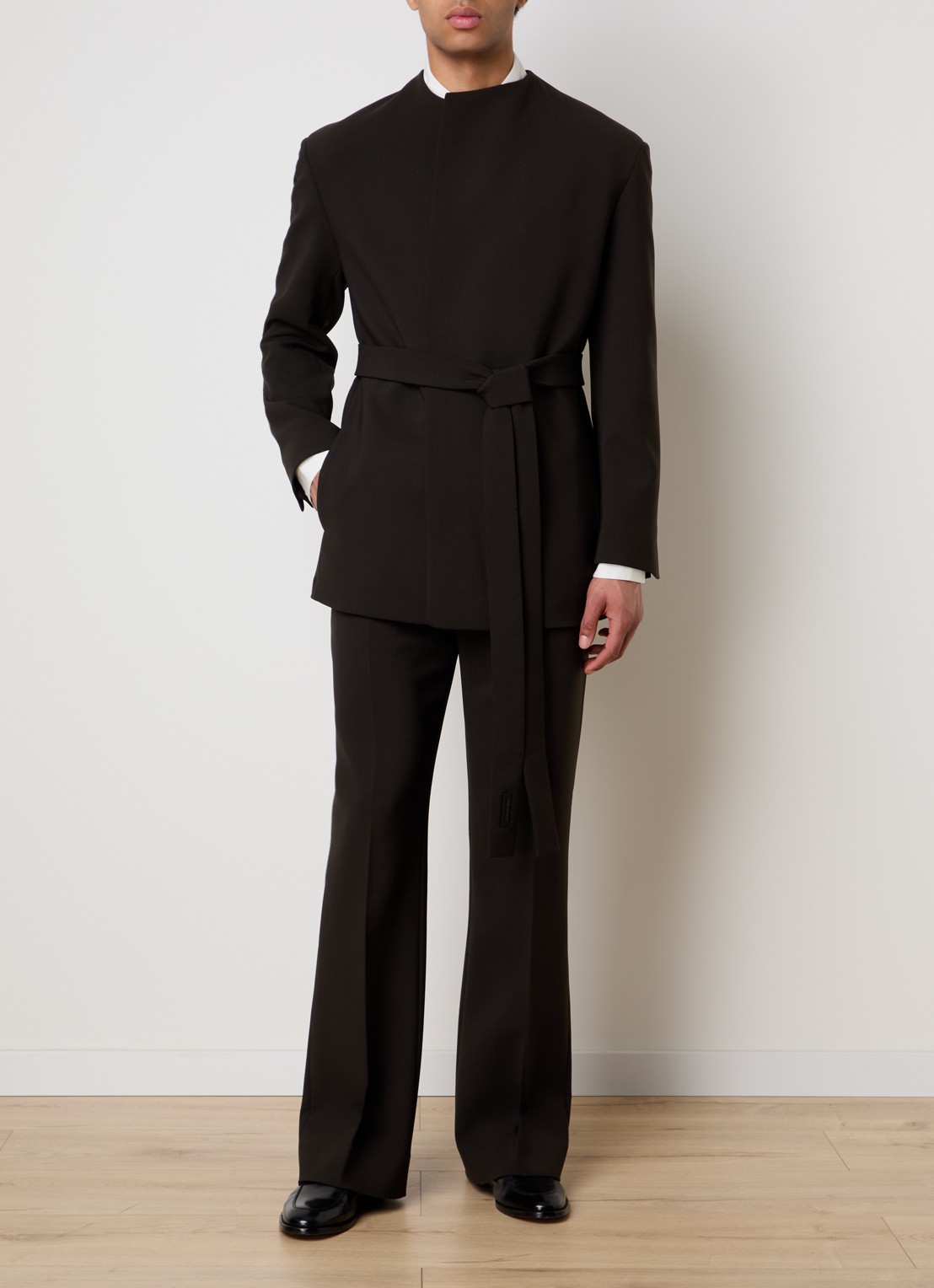 Fear of God Regular fit colbert in wolblend met steekzakken - voorkant 2 donkerbruin