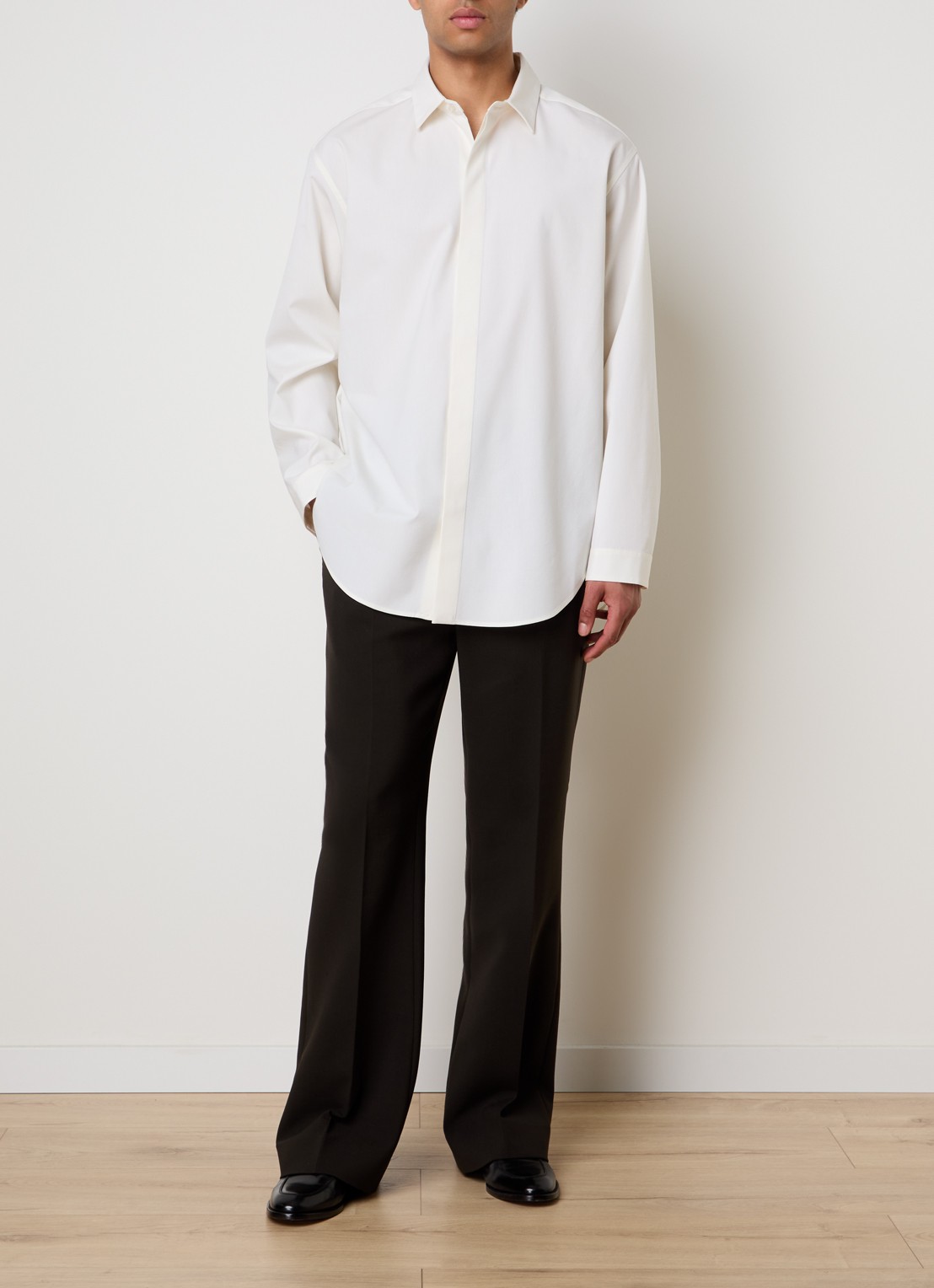 Fear of God Regular fit overhemd in wolblend met stretch - voorkant 2 creme