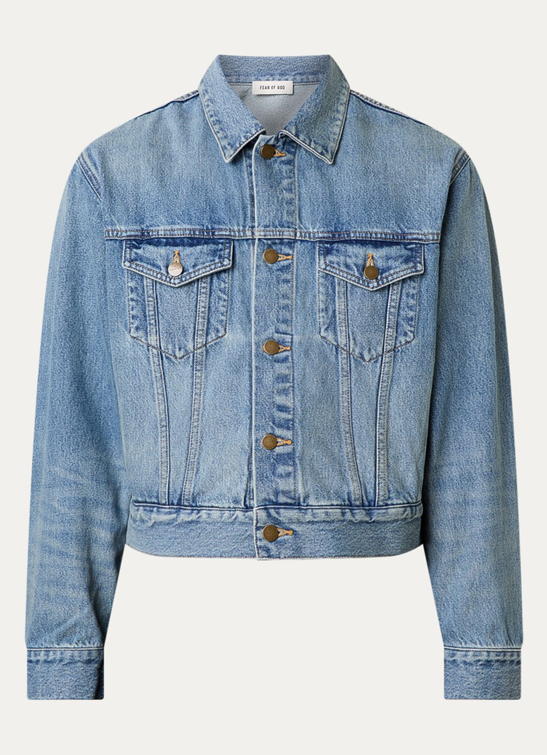 Fear of God Spijkerjas met borstzakken - voorkant 5 indigo