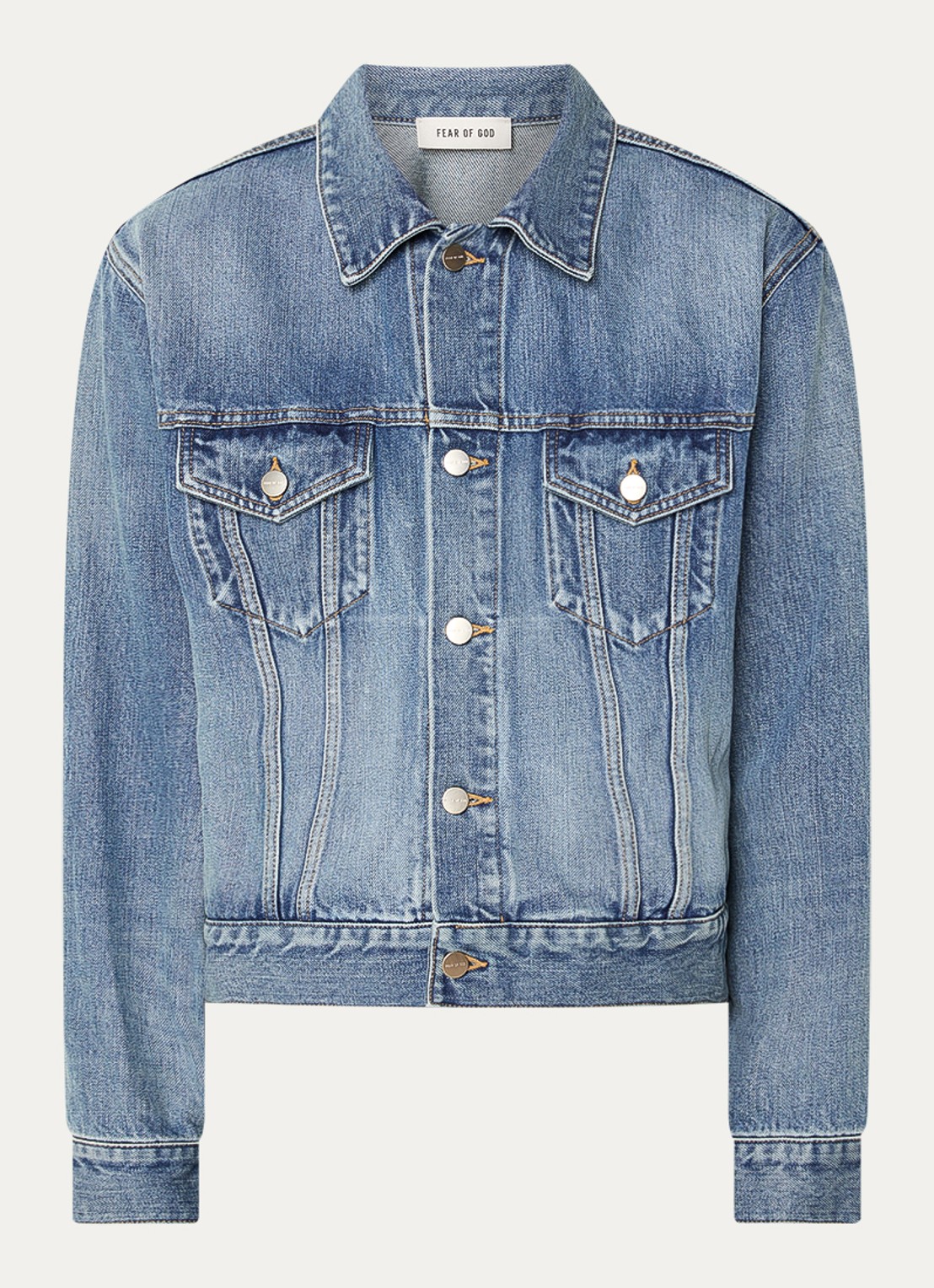 Fear of God Spijkerjas met steekzakken - voorkant 5 indigo